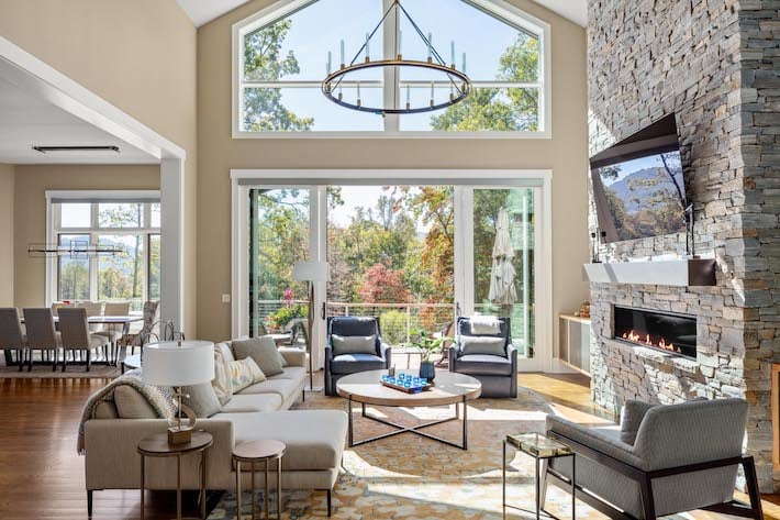 fireplace sitting area in spec home