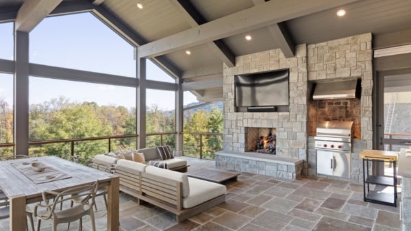 luxury outdoor deck with kitchen