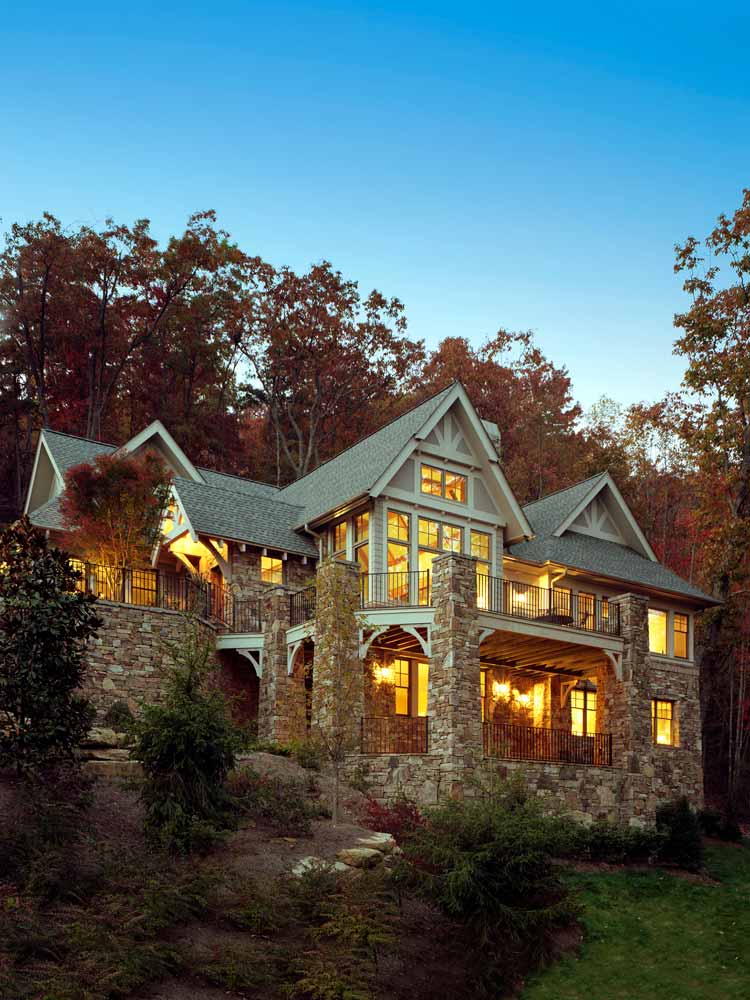 luxury home at dusk in the Autumn