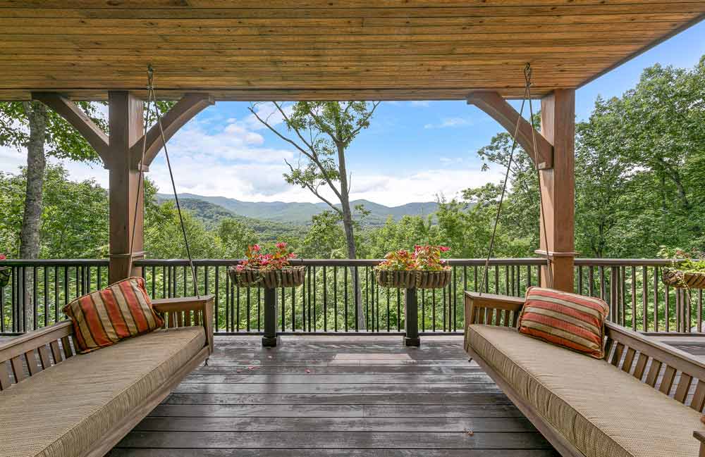 deck overlooking the mountains