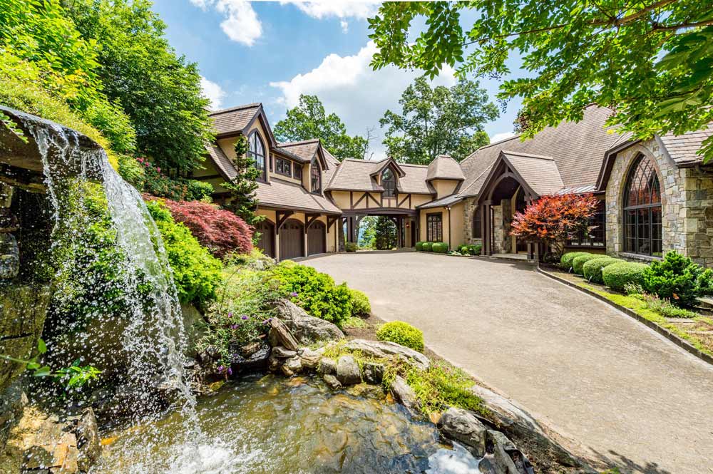 driveway with waterfall