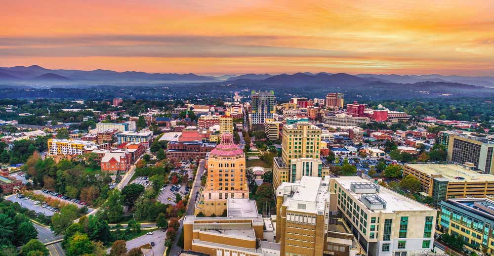 Asheville at sunset