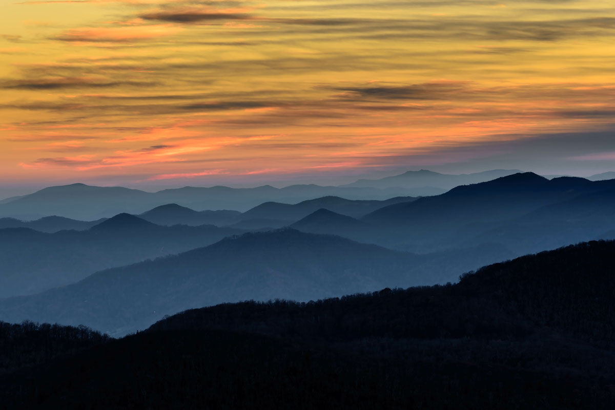 Blue Ridge Mountains at sunset